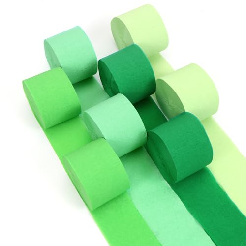 Krepppapier Grün 8 Rolls 200m,Regenbogen Krepppapier Band-4.5cm x 25m,Kreppband Grün,Luftschlangen aus Krepppapier für Hochzeitsfeier,Party Dekorationen DIY,Geburtstagsparty (4 Grüntöne) von Augesak