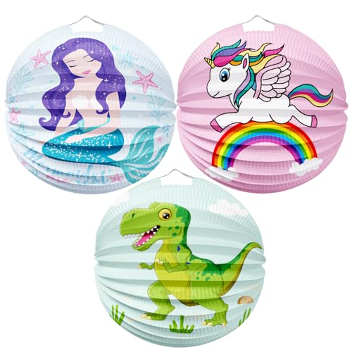 Laterne Kinder St Martin,3 Stück Lampion Kinder mit Bunten Motiven,Papierlaterne für Sankt Martin,Martinslaterne Jungen und Mädchen für Umzug St.Martin,Halloween (Ø 22cm-3 Cartoon Motive) von Augesak