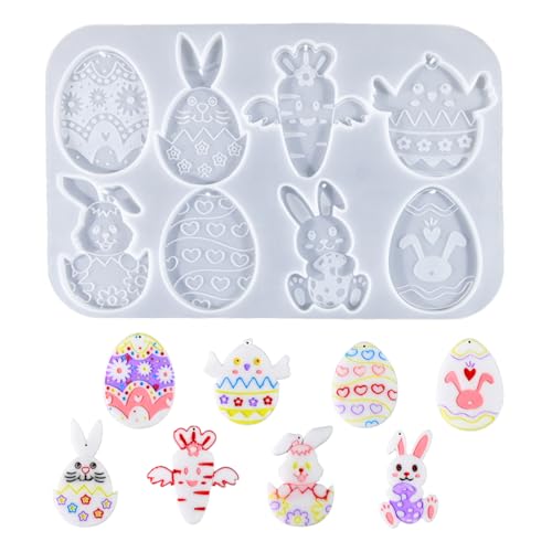 Ostern Silikonform Ostereier, Silikonformen Gießformen Ostern Anhänger, Epoxidharz Formen Ostern, Silikonform Osterhase Anhänger, Gießform Osterei, Silikonformen zum Gießen für DIY Osterdeko Handwerk von Augesak