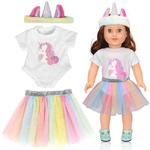 Puppenkleidung, Kleidung New Baby, Kleidung Outfits für Baby Puppen, Puppenzubehör mit Einhornmuster Strampler und Stirnband, Puppenkleider, Puppe Kleidung, Geschenke für Mädchen Jungen Puppenkleidung, Kleidung New Baby, Kleidung Outfits für Baby Puppen, Puppenzubehör mit Einhornmuster Strampler und Stirnband, Puppenkleider, Puppe Kleidung, Geschenke für Mädchen Jungen von Augesak