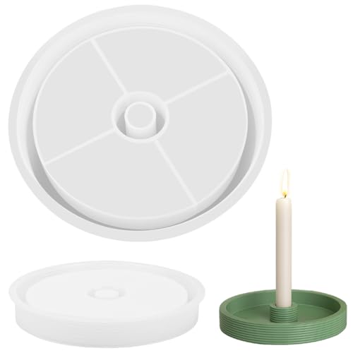 Silikonform Kerzenhalter, Gießform Stabkerzenhalter, Teelichthalter, Rund, Beton Kerzenständer Silikon für DIY Harzguss, Kunst Heimdekoration (Groß) von Augesak