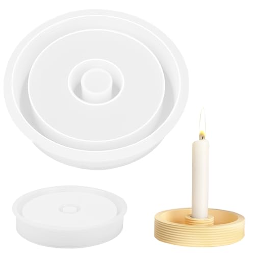 Silikonform Kerzenhalter, Gießform Stabkerzenhalter, Silikonform Teelichthalter, Silikonform Kerzenhalter Rund, Beton Kerzenständer Silikon für Diy Harzguss, Kunst Heimdekoration (Klein) von Augesak