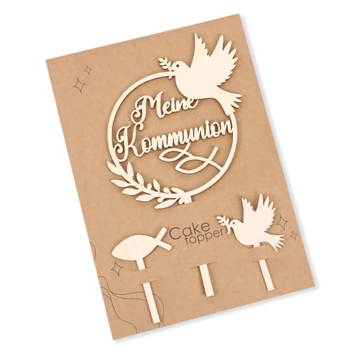 Tortendeko Kommunion Holz, Cake Topper Meine Kommunion, Taube Fisch Kuchen Deko Kommunion Torten Topper, Tortendeko Meine Kommunion Mädchen Junge Erstkommunion Torte Deko Tortendeko Kommunion Holz, Cake Topper Meine Kommunion, Taube Fisch Kuchen Deko Kommunion Torten Topper, Tortendeko Meine Kommunion Mädchen Junge Erstkommunion Torte Deko von Augesak