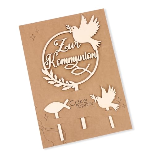 Tortendeko Kommunion Holz, Cake Topper Zur Kommunion, Taube Fisch Kuchen Deko Kommunion Torten Topper, Tortendeko Kommunion Mädchen Junge Erstkommunion Torte Deko Tortendeko Kommunion Holz, Cake Topper Zur Kommunion, Taube Fisch Kuchen Deko Kommunion Torten Topper, Tortendeko Kommunion Mädchen Junge Erstkommunion Torte Deko von Augesak