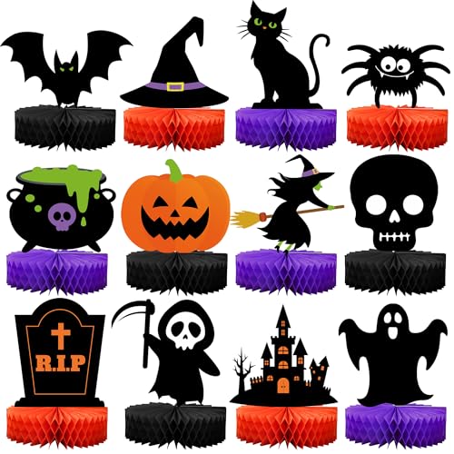 12 Stück Halloween Waben-Mittelstücke Halloween Party Tischdekorationen Schwarze Katze Geist Fledermaus Kürbis Hexe Tischaufsatz Orange Schwarz Gruselige Thementische Topper für Halloween 12 Stück Halloween Waben-Mittelstücke Halloween Party Tischdekorationen Schwarze Katze Geist Fledermaus Kürbis Hexe Tischaufsatz Orange Schwarz Gruselige Thementische Topper für Halloween von Augisteen
