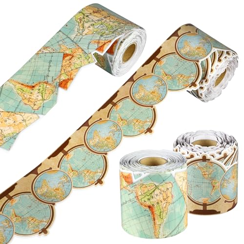 30 m lange Pinnwand-Bordüre, gerollte Weltkarten-Bordüre, Vintage-Stil, Erdkugel Pinnwand, Dekoration, Abenteuer, erwartet Schild, Klassenzimmer, Bordüre für Schule, Klassenzimmer, Wanddekoration 30 m lange Pinnwand-Bordüre, gerollte Weltkarten-Bordüre, Vintage-Stil, Erdkugel Pinnwand, Dekoration, Abenteuer, erwartet Schild, Klassenzimmer, Bordüre für Schule, Klassenzimmer, Wanddekoration von Augisteen