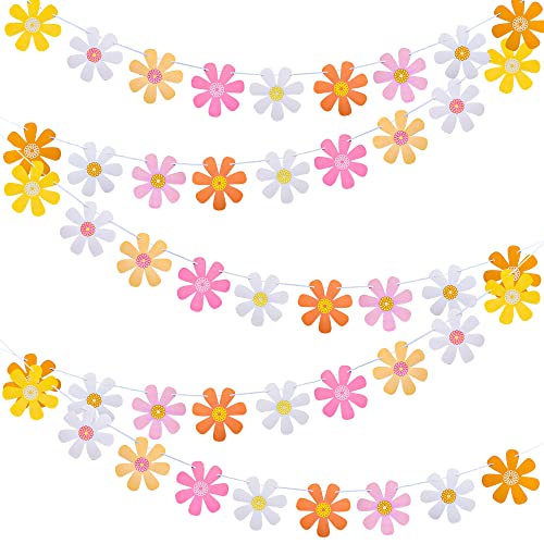 Set mit 5 Gänseblümchen, grooviges Banner, Boho, Gänseblümchen, Papiergirlanden, Hippie-Party-Banner, Dekoration, Bunte Gänseblümchen, Banner für Babyparty, Zwei groovige Partyzubehör, Geburtstag, von Augisteen