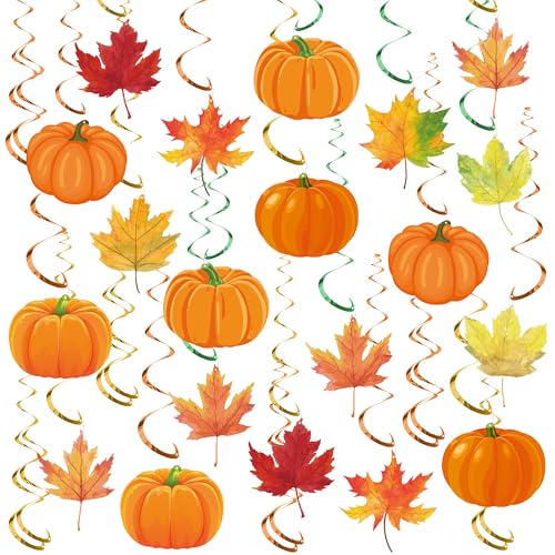 Augisteen 30 Stück Herbst-Kürbis-Ahornblatt-Hängewirbel, Herbstwirbel, Luftschlangen, Erntedankfest, Deckendekoration, für Zuhause, Herbst, Erntedankfest, Erntedekoration, Partyzubehör Augisteen 30 Stück Herbst-Kürbis-Ahornblatt-Hängewirbel, Herbstwirbel, Luftschlangen, Erntedankfest, Deckendekoration, für Zuhause, Herbst, Erntedankfest, Erntedekoration, Partyzubehör von Augisteen