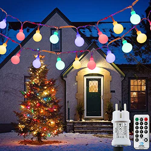 [120 LED] Lichterkette Kugel, 12M 8 Modi und Merk Funktion,lichterketten außen/innen mit Stecker, ideale party deko, kinderzimmer, balkon,weihnachtsbeleuchtung usw. (Bunt) von Augone