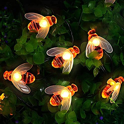 Solar Lichterkette aussen, Bienen lichterketten 30 LED 5M 8 Modi wasserdichte Lichterketten Innen/Außen für Garten, Bäume, Terrasse, Weihnachten, Hochzeiten, Partys (warmweiß) von Augone