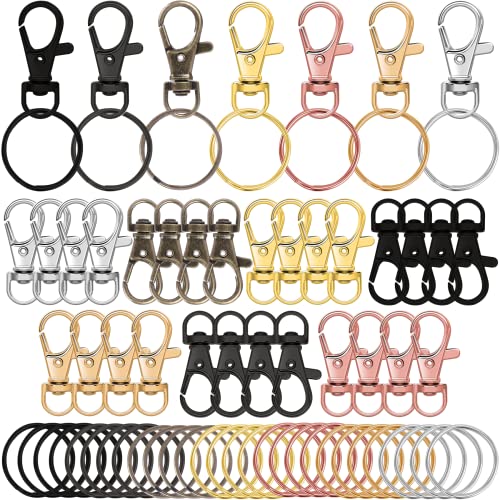 Augshy 100 Stück Schlüsselanhänger Clip Haken und Schlüsselringe, Drehverschlüsse Lanyard Karabinerhaken für Schlüsselanhänger Schmuck DIY Handwerk von Augshy