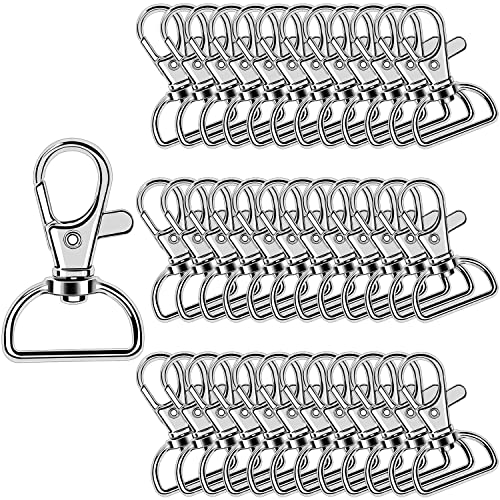 50 Stück Schlüsselanhänger Drehverschlüsse Lanyard Karabinerhaken Karabinerverschluss Schlüsselketten-Clip Schlüsselring für Schlüsselanhänger (2cm Innenbreite) (Silber) von Augshy