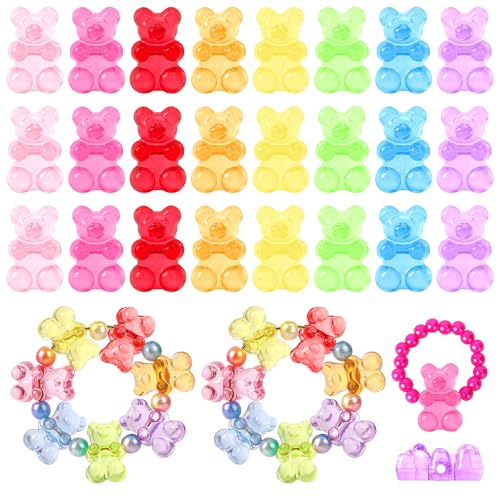 Augshy 300 Stück Acryl-Bär-Perlen, gemischte Farben, klare Süßigkeitenbär-Perlen für Schmuckherstellung, DIY, Freundschaftsarmband, Halskette, Zubehör, Handwerk, Party-Dekoration von Augshy