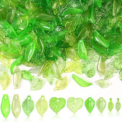 Augshy 500 Stück grüne Acryl-Perlen, Blatt-Anhänger zum Aufhängen von Schmuck, Halsketten, Ohrringen, Frühlingsbasteln Augshy 500 Stück grüne Acryl-Perlen, Blatt-Anhänger zum Aufhängen von Schmuck, Halsketten, Ohrringen, Frühlingsbasteln von Augshy