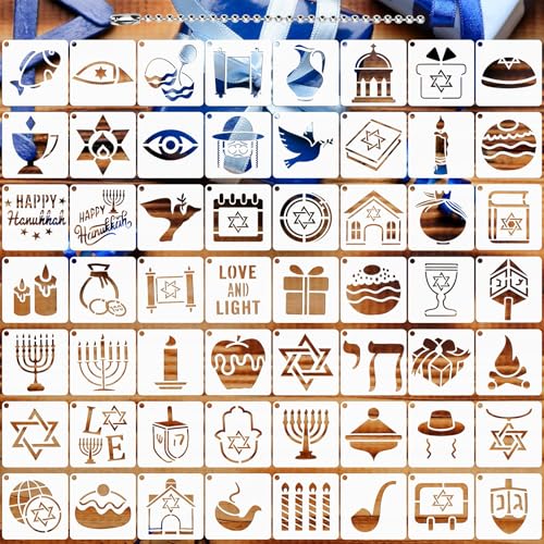 Augshy Chanukkah-Schablonen, Chanukkah-Dreidel-Menora-Cupcake-Schablonen für Chanukka, Urlaub, Backen, Malen, Dessert, Basteln, Dekoration, 56 Stück Augshy Chanukkah-Schablonen, Chanukkah-Dreidel-Menora-Cupcake-Schablonen für Chanukka, Urlaub, Backen, Malen, Dessert, Basteln, Dekoration, 56 Stück von Augshy