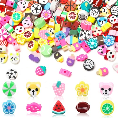 Augshy Modelliermassen-Perlen, gemischte Früchte, Blumen, Tiere, Süßigkeiten, Kugeln, Abstandshalter für Armbänder, Halsketten, Ohrringe und Bastelbedarf, 300 Stück Augshy Modelliermassen-Perlen, gemischte Früchte, Blumen, Tiere, Süßigkeiten, Kugeln, Abstandshalter für Armbänder, Halsketten, Ohrringe und Bastelbedarf, 300 Stück von Augshy