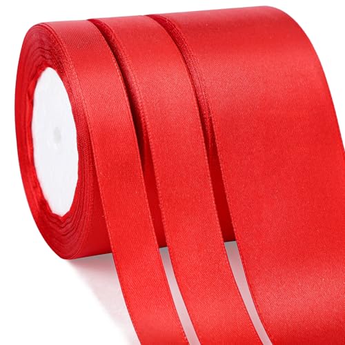Augshy Rot Geschenkband 66 m - Schleifenband 10/15/50 mm, Weihnachtsband, Satinband für Geschenkverpackung, Weihnachten, Geburtstag, Deko Augshy Rot Geschenkband 66 m - Schleifenband 10/15/50 mm, Weihnachtsband, Satinband für Geschenkverpackung, Weihnachten, Geburtstag, Deko von Augshy