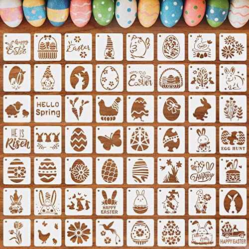 Augshy Schablonen Ostern, 56 Stück Plätzchen Deko Backen Ostern 7.6 CM Feiertags Schablonen Oster Malschablonen Set für Scrapbooking Zeichnen Wand Boden Dekor DIY Steinmalerei Kunstprojekte von Augshy