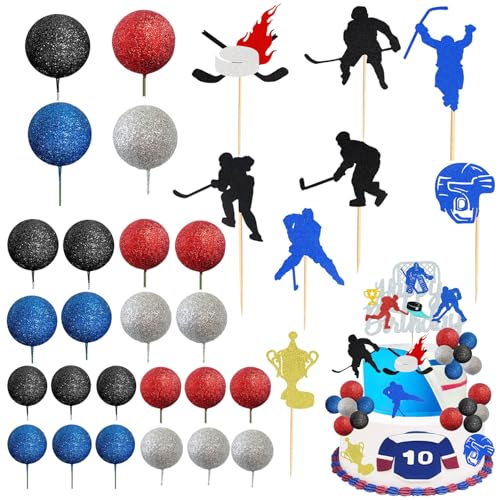 Glitzernde Eishockey-Kuchenaufsätze, Dekorationen, 41 Stück, Hockeyspieler, Sport, Cupcake-Picks für Babyparty, Jungen, Mädchen, Geburtstagsparty, Kuchendekorationen Glitzernde Eishockey-Kuchenaufsätze, Dekorationen, 41 Stück, Hockeyspieler, Sport, Cupcake-Picks für Babyparty, Jungen, Mädchen, Geburtstagsparty, Kuchendekorationen von Augweyang