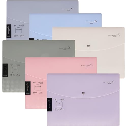 Auiremrti 6er-Pack Budgetumschläge für Bargeldsystem,Kleiner Quittungshalter-Organizer aus Kunststoff, Morandi-Farben,22.9 x 12.7 cm von Auiremrti