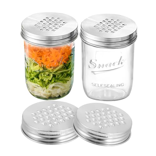 Auiremrti Rund Mason Jar Grater Lid-2 Stück 86mm Shredder Deckel Für Weithalsgläser-Edelstahl Reibeaufsatz Für Mason Jars-Schraubdeckel Für Käse,Gemüse Und Mehr Auiremrti Rund Mason Jar Grater Lid-2 Stück 86mm Shredder Deckel Für Weithalsgläser-Edelstahl Reibeaufsatz Für Mason Jars-Schraubdeckel Für Käse,Gemüse Und Mehr von Auiremrti