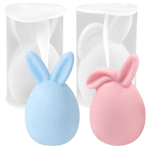 Auirshiky 2 Stücke Ostern Kaninchen Silikonform,aufgerichteten und Gefalteten Ohren Hase DIY Silikonform,Silikonformen Gießformen Oste, Silikonformen Gießformen,Osterhase, 3D Osterhas von Auirshiky