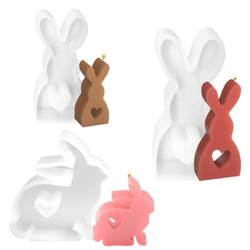 3 Stück Osterhase Silikonform,Ostern Kaninchen Silikonformen Gießformen,Silikonform Ostern,3D Kaninchen Gießform Ostern,Silikonform Hase,Silikon Gießform for Gips,Sojawachs Kerzen,Handwerk (3pcs) von Auirshiky