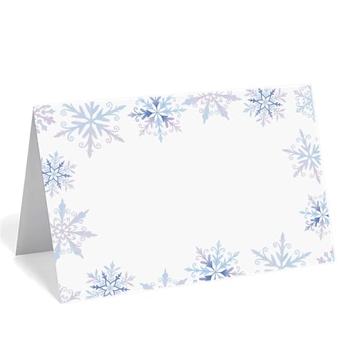Schneeflocken-Platzkarten, 24 Stück, Winter-Mottoparty, Sitzgelegenheiten, Namenskarten für Weihnachten, Hochzeit, Babyparty, Partyzubehör (Violett) von Aukolass
