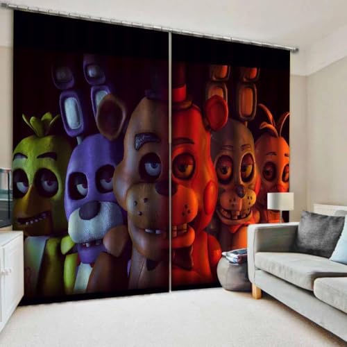 Aulande FNAF Verdunkelungsvorhänge, Sicherheitsvorhänge für Kinder, FNAF, 3D-Druck, Anime-Wandbehang, Vorhänge für Schlafzimmer, Wohnzimmer, Dekoration (Typ 1, 100 x 140 cm) von Aulande