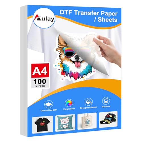 DTF Transferpapier, A4, 100 Blatt, 21,1 x 29,7 cm, DTF-Wärmetransferpapier, kompatibel mit Tintenstrahldruckern, für selbstgemachte T-Shirts, Taschen, Tassen DTF Transferpapier, A4, 100 Blatt, 21,1 x 29,7 cm, DTF-Wärmetransferpapier, kompatibel mit Tintenstrahldruckern, für selbstgemachte T-Shirts, Taschen, Tassen von Aulay