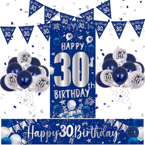30 Geburtstag Dekorationen Männer Frauen Blau und Silber Happy 30th Birthday Banner 30th Birthday Luftballons Happy Birthday Hintergrund Tür Banner Dreieck Flagge Konfetti Ballons 30th Banner Party 30 Geburtstag Dekorationen Männer Frauen Blau und Silber Happy 30th Birthday Banner 30th Birthday Luftballons Happy Birthday Hintergrund Tür Banner Dreieck Flagge Konfetti Ballons 30th Banner Party von Auligam