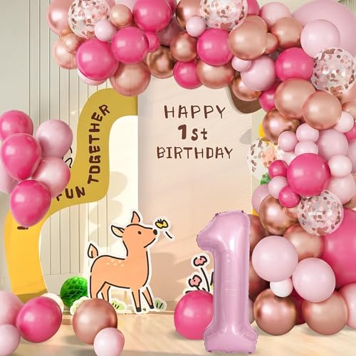 1. Geburtstag Dekorationen für Mädchen - Rose Red Ballons, Rose Gold Glitter & Pink Ballons, Bänder, Party Dekorationen für Mädchen, Perfekt für Party Geburtstag Mädchen Baby Shower & Pink Thema 1. Geburtstag Dekorationen für Mädchen - Rose Red Ballons, Rose Gold Glitter & Pink Ballons, Bänder, Party Dekorationen für Mädchen, Perfekt für Party Geburtstag Mädchen Baby Shower & Pink Thema von Auliuse