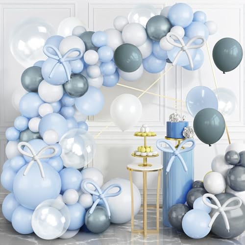 134 Stück Staubblaues Ballonbogen-Set, Babyschieferblau und weiß, transparente Ballon-Girlande, langer Ballon als Schleifendekoration für Babyparty, Geburtstagsfeier, Geschlechtsoffenbarung, Hochzeit 134 Stück Staubblaues Ballonbogen-Set, Babyschieferblau und weiß, transparente Ballon-Girlande, langer Ballon als Schleifendekoration für Babyparty, Geburtstagsfeier, Geschlechtsoffenbarung, Hochzeit von Auliuse