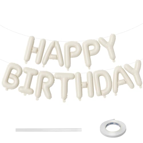 Ballon-Banner "Happy Birthday", klein, 40,6 cm, cremefarbene Folienbuchstaben, Luftballons, Geburtsschild für Kinder, Männer, Frauen, Geburtsparty-Dekorationen, Zubehör Ballon-Banner "Happy Birthday", klein, 40,6 cm, cremefarbene Folienbuchstaben, Luftballons, Geburtsschild für Kinder, Männer, Frauen, Geburtsparty-Dekorationen, Zubehör von Auliuse