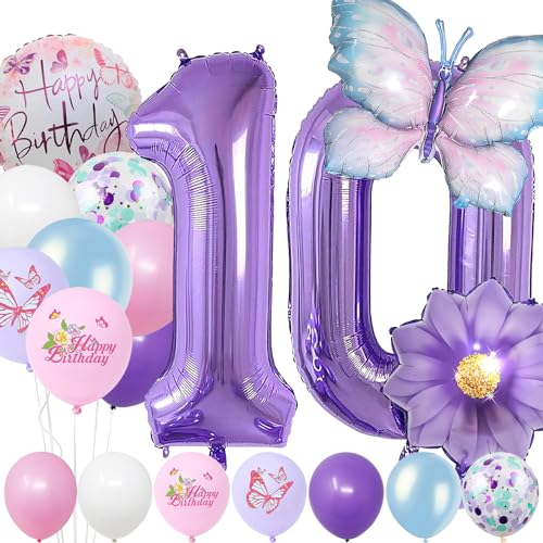 Geburtstagsdeko Mädchen 10 Jahre,Blau Lila Geburtstagsdeko Luftballon 10. Geburtstag,Kindergeburtstag Schmetterling Geburtstag Deko für Mädchen Jungen Geburtstags Festival Party Dekoration Geburtstagsdeko Mädchen 10 Jahre,Blau Lila Geburtstagsdeko Luftballon 10. Geburtstag,Kindergeburtstag Schmetterling Geburtstag Deko für Mädchen Jungen Geburtstags Festival Party Dekoration von Auliuse
