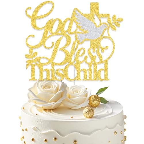 Tortenaufsatz mit Aufschrift "God Bless This Child", Konfirmation, Dekoration für Babypartys, zur Erstkommunion, Gold und Silber Tortenaufsatz mit Aufschrift "God Bless This Child", Konfirmation, Dekoration für Babypartys, zur Erstkommunion, Gold und Silber von Aumccxz