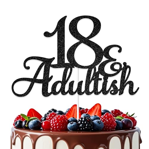Tortenaufsatz zum 18. Geburtstag, Aufschrift "Happy 18th Birthday", "Time to Adult 18th Birthday", Party-Dekoration, Schwarz Tortenaufsatz zum 18. Geburtstag, Aufschrift "Happy 18th Birthday", "Time to Adult 18th Birthday", Party-Dekoration, Schwarz von Aumccxz