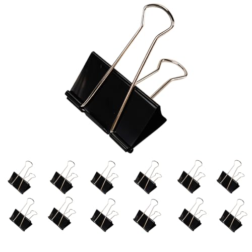 Jumbo-Binder-Clips, 7,6 cm, extra große Binder-Clips, 12 Stück, robuste Büroklammern für Papier, Dokumente, Schul- und Bürobedarf (30,5 cm, 7,6 cm) von Aumsica