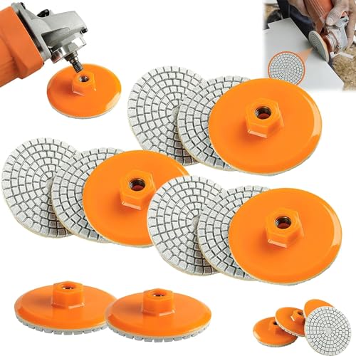 Integrierte Steintrimm- und Polierscheibe, 7,6 cm Diamant-Polierpads, Nass-Trocken-Polierpads Kit, Diamant-Polierpads, für Granitstein, Beton, Marmor, Bodenschleifer oder Polierer (10 Stück) von Aumude