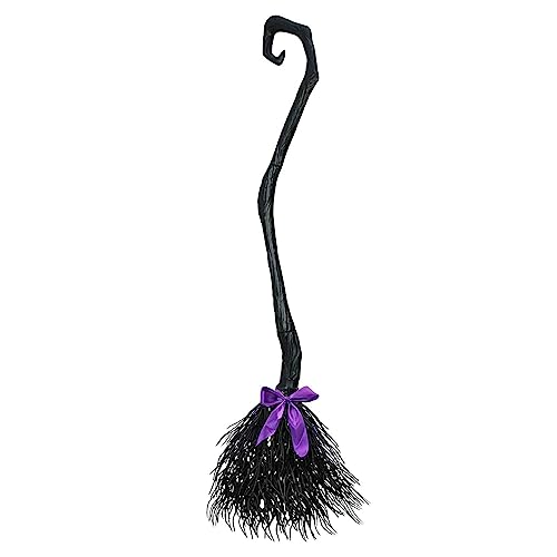 Hexenbesen mit Band für Kinder, Halloween, böse Hexen, Besen, Fotoautomaten-Zubehör, Halloween-Dekorationen, Party Zubehör (schwarz, 130 x 25 cm) von Aunaeyw