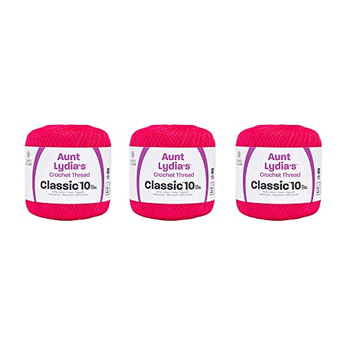 Aunt Lydia 154.0332P03 Klassisch Garn, Baumwolle, hot pink, 3 Pack von Aunt Lydia's