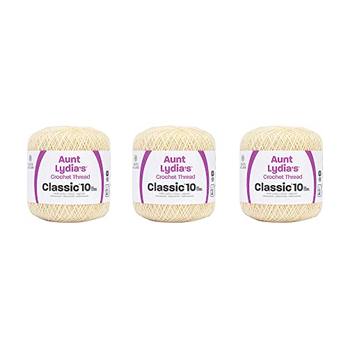 Aunt Lydia 154.0420P03 Klassisch Garn für häkeln stricken, Baumwolle, cremefarben, 3 Pack von Aunt Lydia's