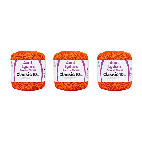 Aunt Lydia 154.0431P03 Klassisch Garn, Baumwolle, kürbis, 3 Pack von Aunt Lydia's