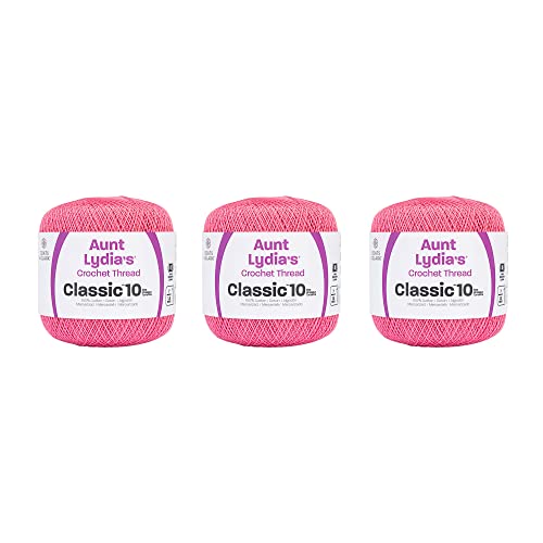 Aunt Lydia 154.0493P03 Klassisch Garn, Baumwolle, French Rose, 3 Pack von Aunt Lydia's