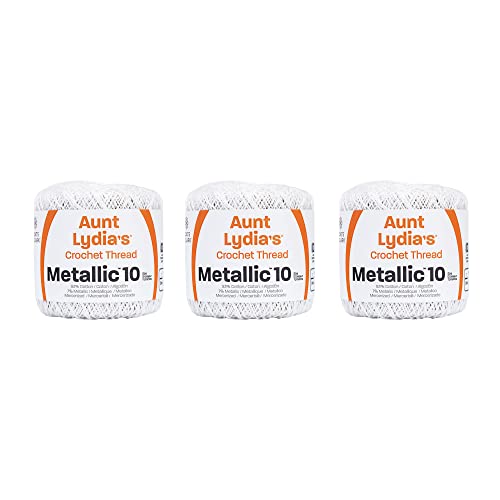 Aunt Lydia 154M.0001PP03 Metallisch Garn, Baumwolle, Weiß/Perlmutt, 3 Pack, 3 Count von Aunt Lydia's