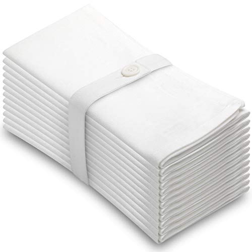 Aunti Em's Kitchen Servietten, Baumwolle, übergroß, 100% natürlich, für Abendessen, Veranstaltungen, Hochzeiten, 50,8 x 50,8 cm, Weiß, 12 Stück von Aunti Em's Kitchen