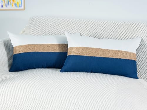Dekorative Kissenbezüge aus Juteseil, strukturiert, Patchwork, weich, Boho, neutral, dekorative Kissenbezüge für Couch, Bett und Wohnzimmer, Frühling, Bauernhaus, ästhetische Heimdekoration Dekorative Kissenbezüge aus Juteseil, strukturiert, Patchwork, weich, Boho, neutral, dekorative Kissenbezüge für Couch, Bett und Wohnzimmer, Frühling, Bauernhaus, ästhetische Heimdekoration von Auomily