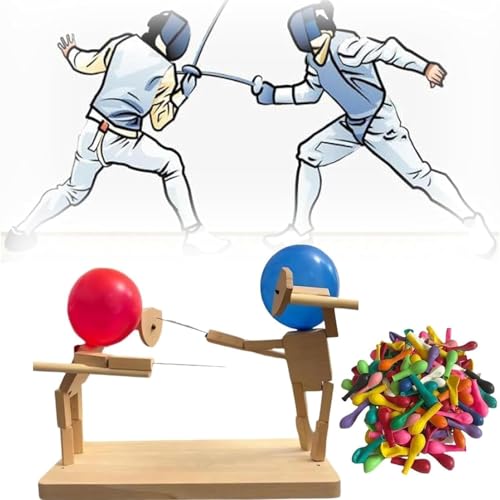 Luftballon-Bambus-Mann-Schlacht – Handgefertigte Holzzaunpuppe, Luftballon-Bambus-Mann-Schlacht, Kampf-BotsFun-Spiele (3 mm + 100 Luftballons), Ballon-Kampf-Party-Spiel – lustig und spannend von Auosxny