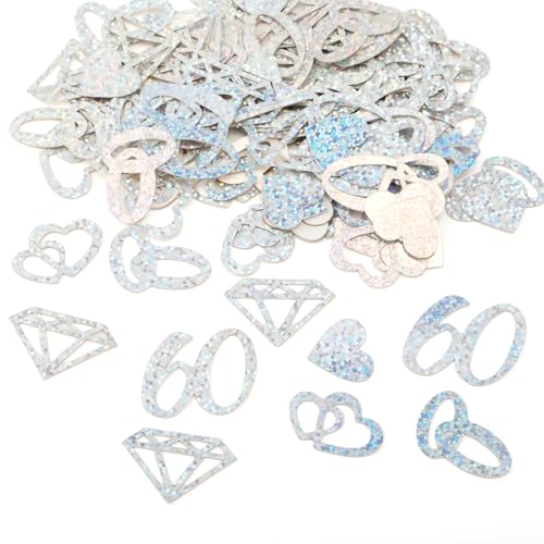 AuraFusion Glitzer Konfetti 60. Geburtstag Deko – 100 Stück, Laser Streudeko mit Herzen, Ringen & Diamanten, Perfekt für Tischdeko und Feierdekoration AuraFusion Glitzer Konfetti 60. Geburtstag Deko – 100 Stück, Laser Streudeko mit Herzen, Ringen & Diamanten, Perfekt für Tischdeko und Feierdekoration von AuraFusion