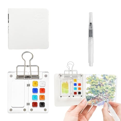 AuraFusion Pocket Aquarell Set – 3-teiliges Mini Aquarell Set mit Transparenter, Aquarellpinsel und Skizzenbuch, Kompaktes Reise-Malset für Künstler und Anfänger AuraFusion Pocket Aquarell Set – 3-teiliges Mini Aquarell Set mit Transparenter, Aquarellpinsel und Skizzenbuch, Kompaktes Reise-Malset für Künstler und Anfänger von AuraFusion
